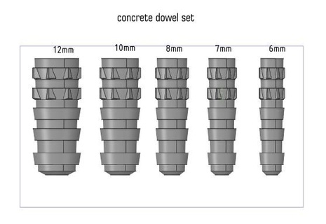 concrete brick dowel set wall screw hanger nut nail 3d print model - Mito3D