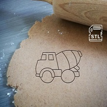 concrete cement mixer cookie baking cutter dough shape kitchen bake cookies speculoos 3d print model - Mito3D