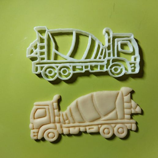 concrete mixer truck car cookie cutter gadget gift toy game 3D print model - Mito3D