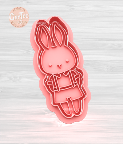 conejo elegante páscoa cortador carimbo biscoito coelho sello masa galletas galletitas porcelana fr céu pequeno 3d print model - Mito3D