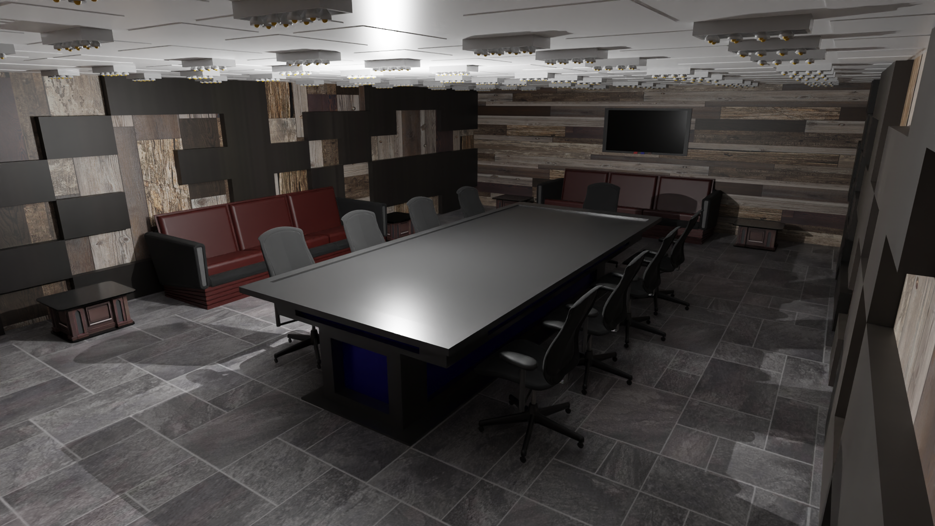 conference room meeting interior work workplace office chair table meet wood leather interior-office conference-room interior-room meeting-room 3D print model - Mito3D