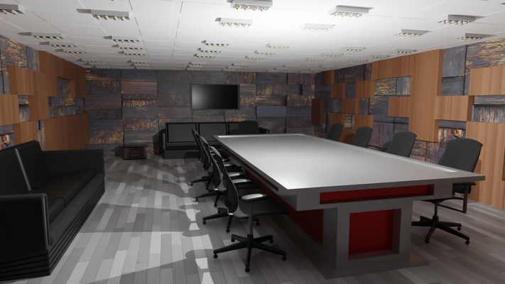 conférence chambre réunion intérieur travail lieu bureau chaise table rencontrer bois cuir interior office conference room meeting 3d print model - Mito3D