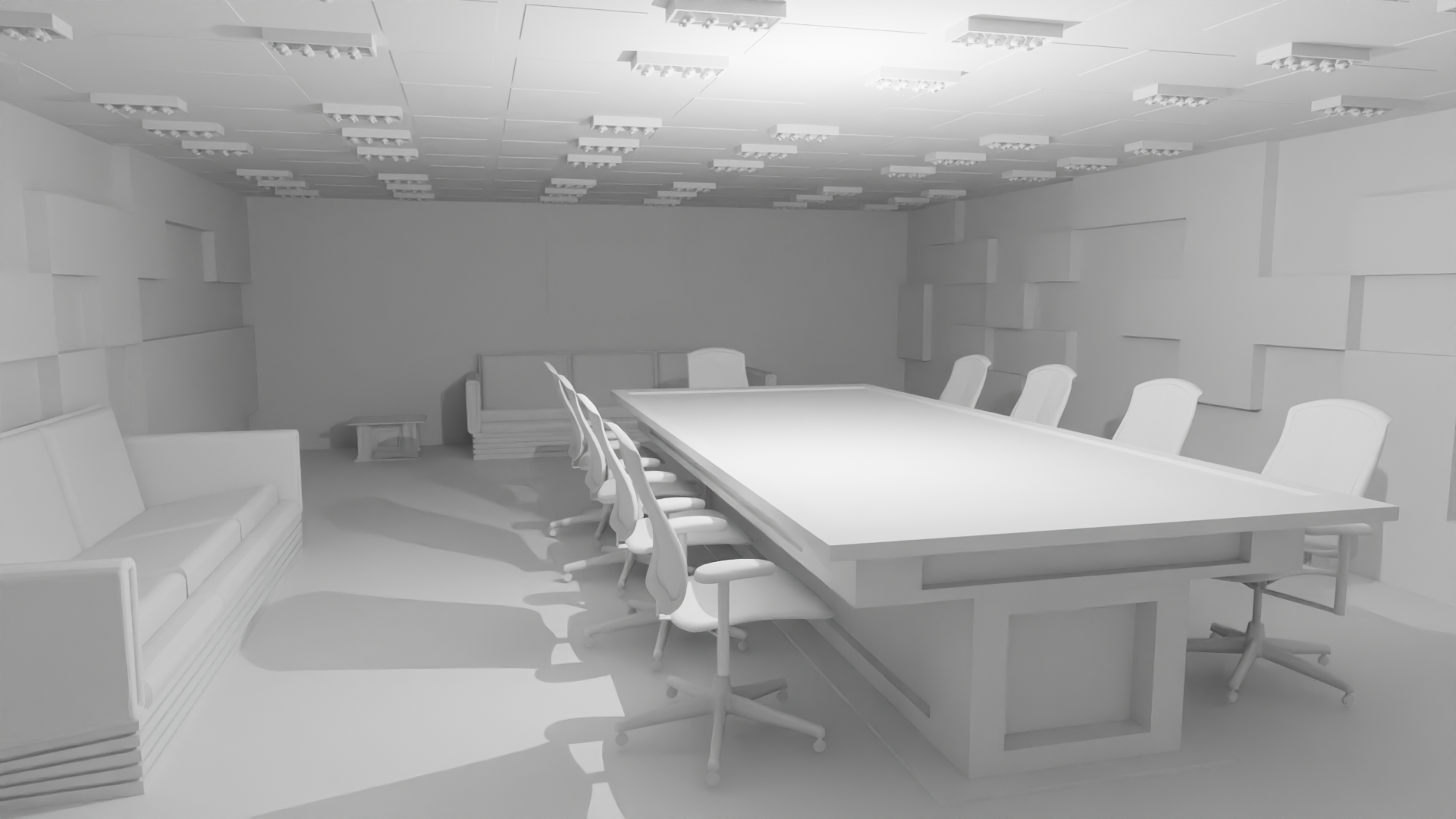 konferenz zimmer no material treffen innere arbeit arbeitsplatz büro stuhl tabelle holz leder interior office conference room meeting 3D print model - Mito3D