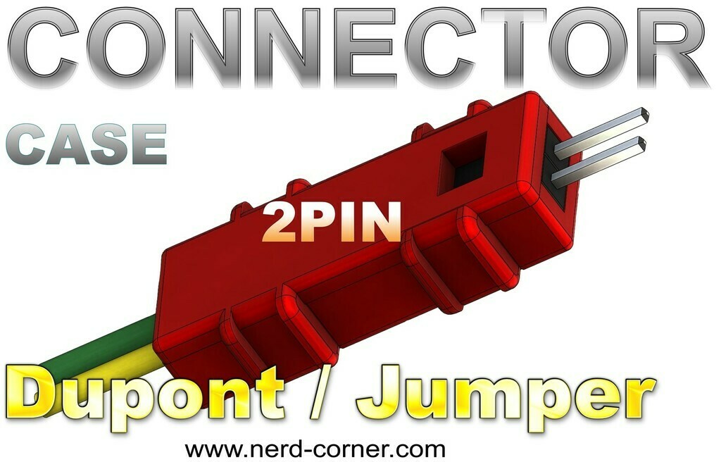 Verbinder Gehäuse dupont 2pin Arduino Fall Mantel Schlauch Jumper Draht Halter Unterstützung Elektronik 3D print model - Mito3D