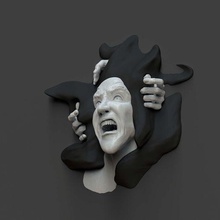 conscience art sculpture 3d scare scream facial expression modern 3d print model - Mito3D