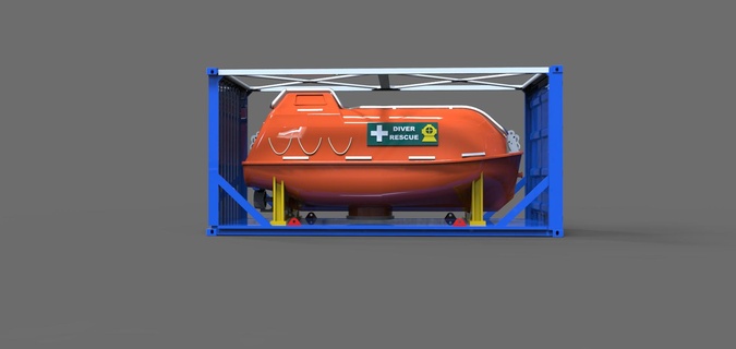 récipient canot sauvetage navire modèle 1 50 porter secours bateau grue rc large quai 3d print model - Mito3D