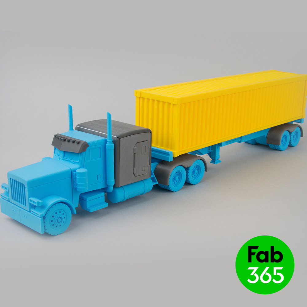 container scale model car trailer peterbilt truck 3D print model - Mito3D