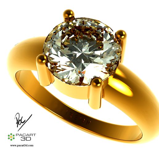 zeitgenössisch Solitär Engagement Ring Schmuck stl Dateien Autoren download 3d Modell virtuell Digital Diamant Gold 3D print model - Mito3D