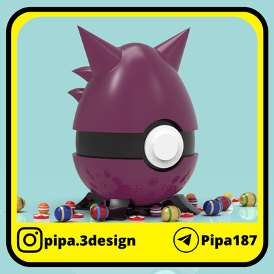 anwärter de almacenamiento huevo pascua pokeballs gengar pokémon ostern pokebola süßigkeiten go süßigkeitenschale box geschenk glückseligkeiten 3d print model - Mito3D