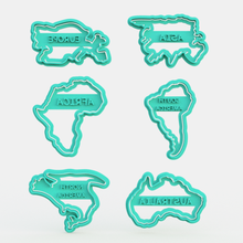 continents cookie cutter set 6 home america south north europe australia asia africa countries stamp cookies cook cithen cutters 3d print model - Mito3D