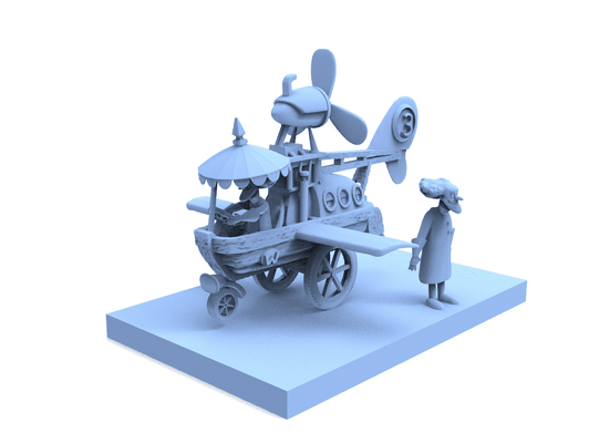 konvertieren wagen diorama 3d drucken 3dart 3dprint karikatur spielzeug spiele kind 3d print model - Mito3D