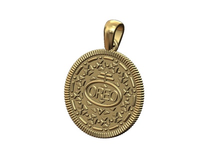 cookie coin pendant charm 3d print model Jewelry logo symbol bail necklace gold silver sterling printable cute fashion jewelry 3d print model - Mito3D