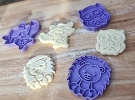cookie cutter - animal kit cutting cookies owl leon fox 3d print model - Mito3D