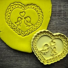 cookie cutter - heart birds bake stamp kitchen love valentine 3d print model - Mito3D