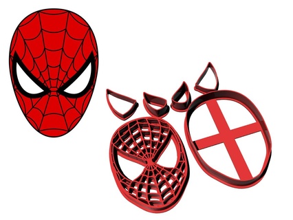 cookie cutter - spiderman parts collage cutting fondant pasta spider man marvel separate 3d print model - Mito3D