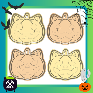 kurabiye kesici pumpkin Yavru kedi Ayarlamak cadılar bayramı ev kesiciler hamur işi Dükkan dekorasyon mühür fırın kawai kabak 3d print model - Mito3D