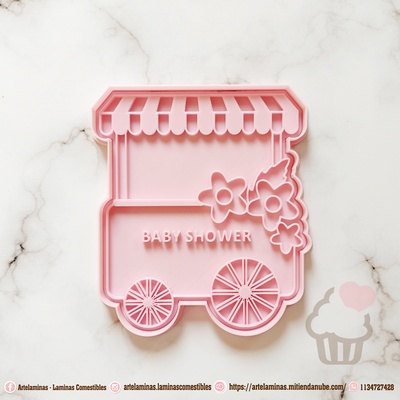 galleta cortador bebé ducha carro hogar casa corte sello estampado cocina pastelería tienda panadería galletas 3d print model - Mito3D