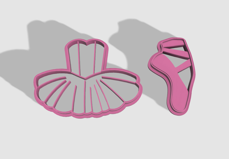 biscuit coupeur ballet x2 Danse musique tutu pointe chaussure classique 3d print model - Mito3D