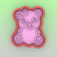 cookie cutter bear valentine-cookie san valentin valentine's day cutting love carimbo seal 3d print model - Mito3D