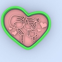 biscotto taglierina fidanzati frese francobollo francobolli San Valentino giorno carimbo amore coppia sposa 3d print model - Mito3D