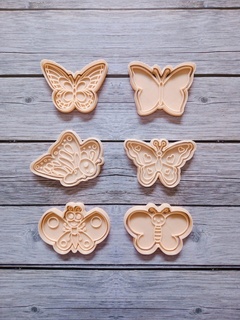 cookie cutter butterflies Home butterfly insect bakery kit pack cutting cutters molds cookies seal stamper 3d print model - Mito3D