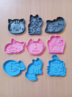 cookie cutter cats Home bakery kit pack cutting cutters molds cookies seal stamper 3d print model - Mito3D