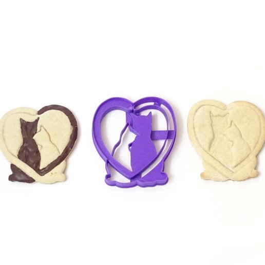 cookie cutter cats love valentine's day heart home valentin san cookies sharp 3D print model - Mito3D