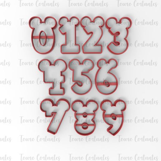 cookie cutter mickey mouse numbers cutting mould minnie 3D print model - Mito3D