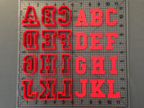 cookie cutter school letters mayusuculas upper alphabet - z cutting a-z 3D print model - Mito3D