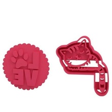 biscuit coupeur timbre chat minou animal compagnie l'amour 3d print model - Mito3D