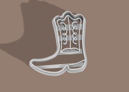cookie cutter cowboy boot x1 cowgirl texas field leather horse ride rodeo outfitts 3d print model - Mito3D
