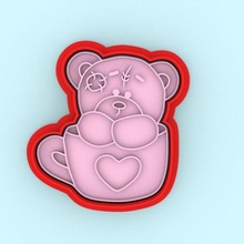 cookie cutter cup bear - stamp stamps valentine's day carimbo love bride groom boyfriends heart 3d print model - Mito3D