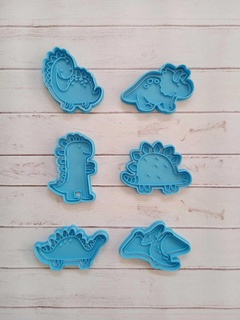 cookie cutter dinosaurs dino trex dinosaur bakery kit pack cutting cutters molds cookies seal stamper 3d print model - Mito3D