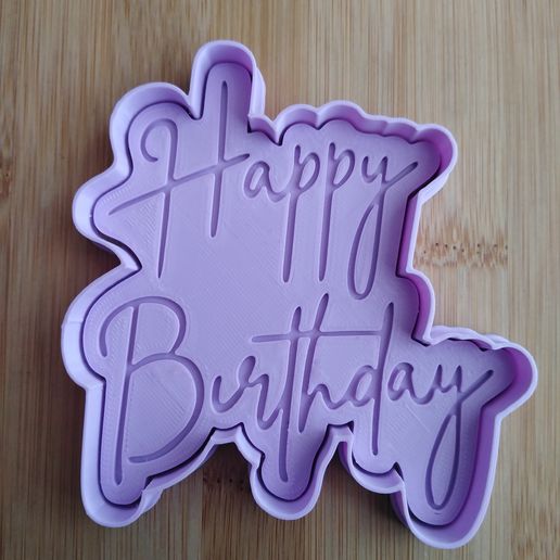 cookie cutter embossed stamp happy birthday cutters 3D print model - Mito3D
