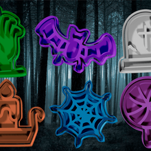 biscotto taglierina fondente Halloween 1 frese biscotti fantasma pipistrello tavolozza ragnatela 3d print model - Mito3D