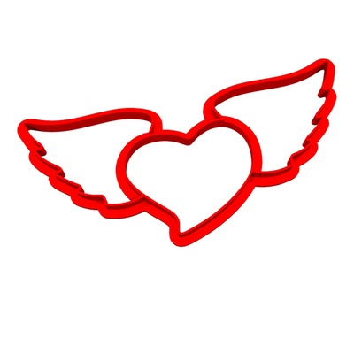 cookie cutter heart wings valentines day stamp love wing bake valentine 3d print model - Mito3D