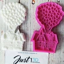 cookie cutter Haus bis Ballons home gum paste kalte Porzellan fondat Masse Luftballons Kinder film hause cuuter 3d print model - Mito3D