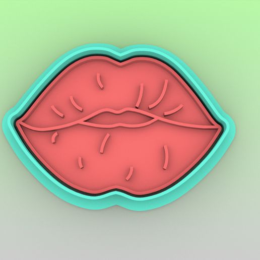 biscotto taglierina lips cookie labbra San Valentino giorno taglio amore carimbo foca 3D print model - Mito3D