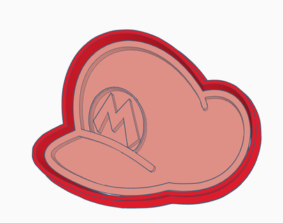 cookie cutter mario bross cap fondant seal 3d print model - Mito3D