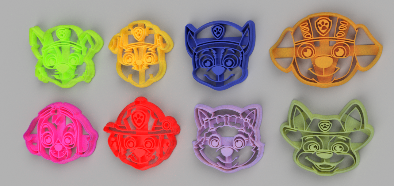 cookie cutter pawpatrol x8 cookies art kids baking bake pet toy chase marshall everest children tvshow rocky 3D print model - Mito3D