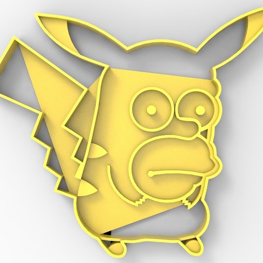 cookie cutter pikachu x homer home coockie 3D print model - Mito3D