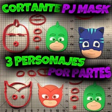 cookie cutter pj mask parts 3 characters home blue green red little street sharp 3d print model - Mito3D