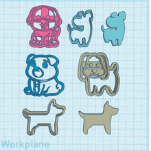 cookie cutter polymer clay dog puppy doggy pup shape set 5pcs 3d print model - Mito3D