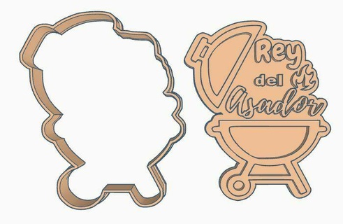 cookie cutter rotisserie grill seal marker fondant daddy dad fire meat roasted 3d print model - Mito3D