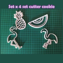 cookie cutter set x4 flamenco watermelon anana art fruit summer cookies 3d print model - Mito3D