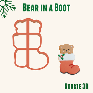 cookie cutter teddy bear christmas boot Home 3d print model - Mito3D