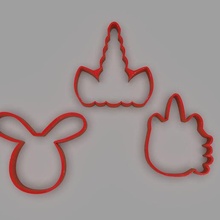 cookie cutter unicorns rabbit pack cookiecutter unicorn horn 3dprint 3dprintable fantasy magical mylittlepony creature animal cute kids girly 3d print model - Mito3D