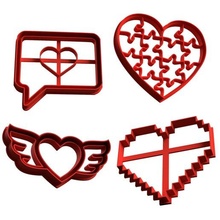 cookie cutter valentine's day - valentine love cortante dia los enamorados san valentin amor pack 8 unid heart sharp of the lovers biting biscuit in i you cutting 3d print model - Mito3D