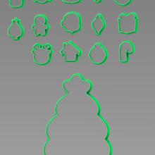 Galleta cortadores Decorar Navidad árbol corte fondant Mazapán jengibre caramelo bota decoración armable pino casa santo cafetería chritsmas 3d print model - Mito3D