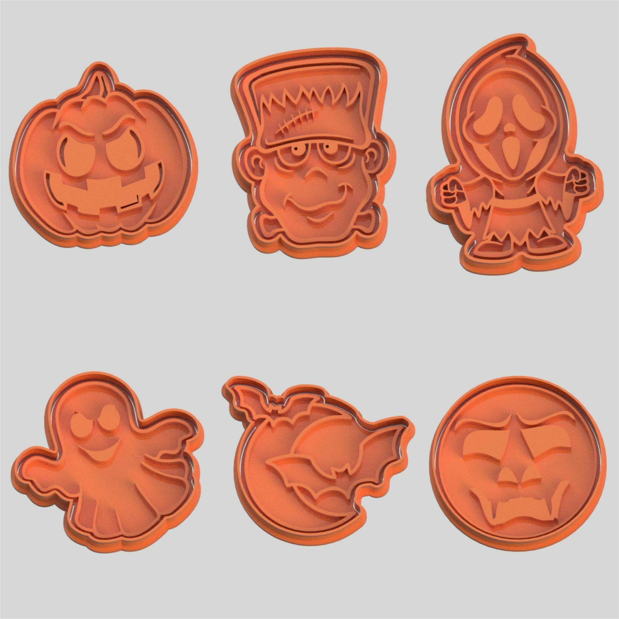 cookie cutters halloween cutter ghost frankenstein pumpkin cortadores marcadores 3D print model - Mito3D